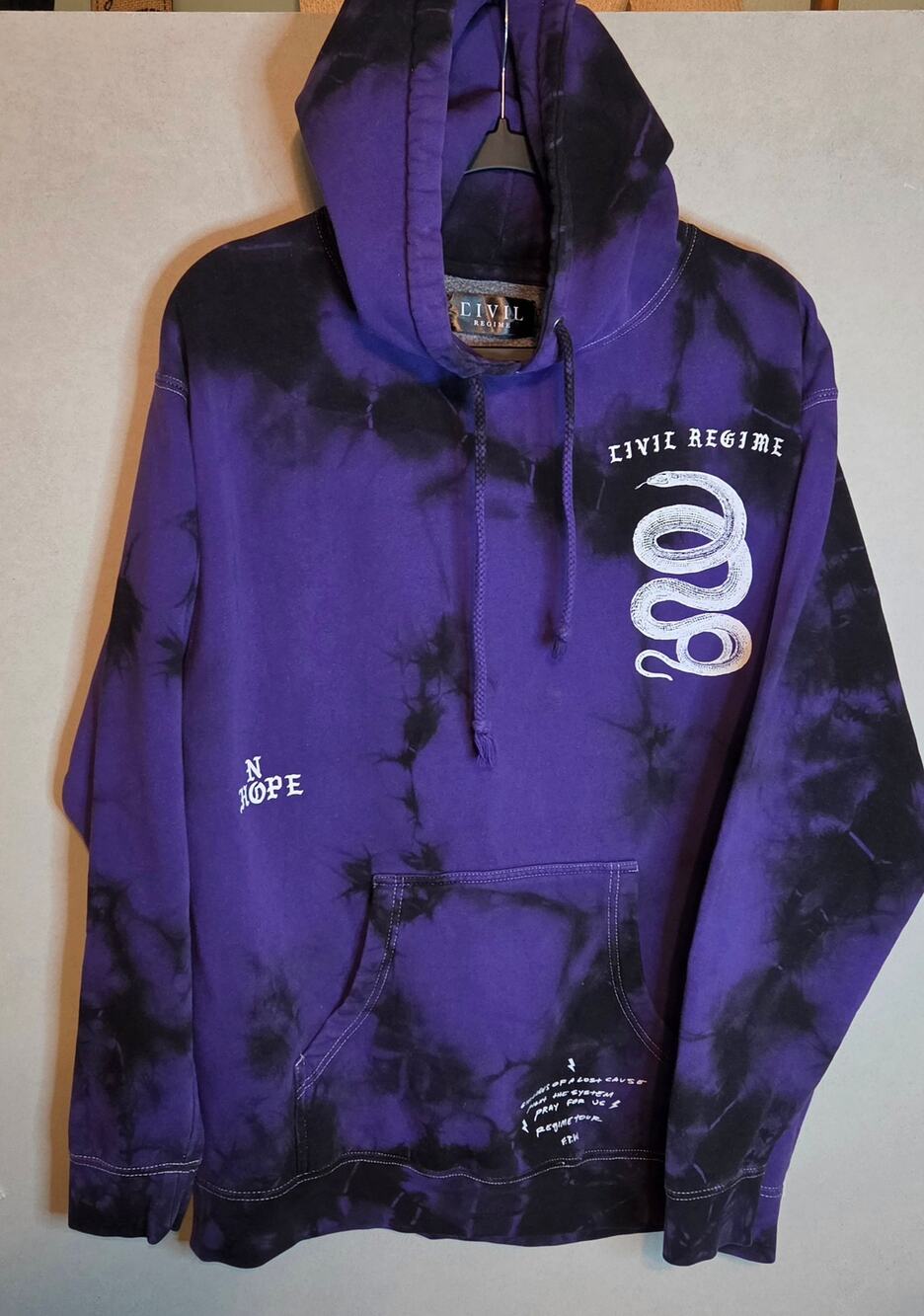 Civil Regime Purple/Black pullover Hoodie streetwear kangaroo pocket size M